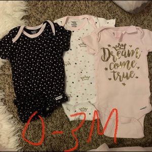 3 pc baby girl onesie set